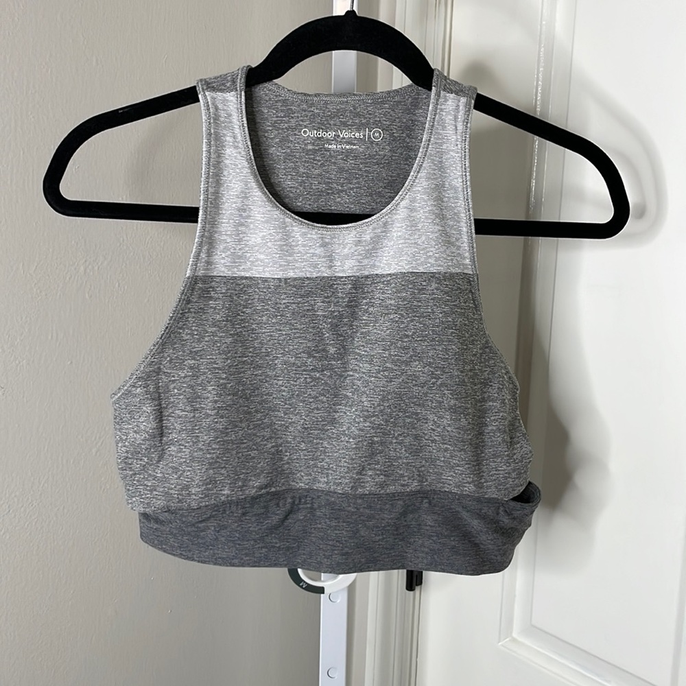 027 Outdoor Voices Crop Top Sz Medium Heathered Grey